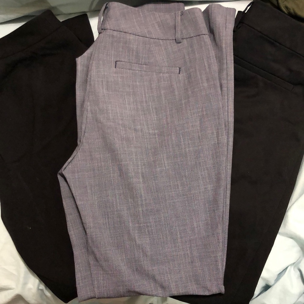 3 pairs slacks size 6  2black and 1 blue striped